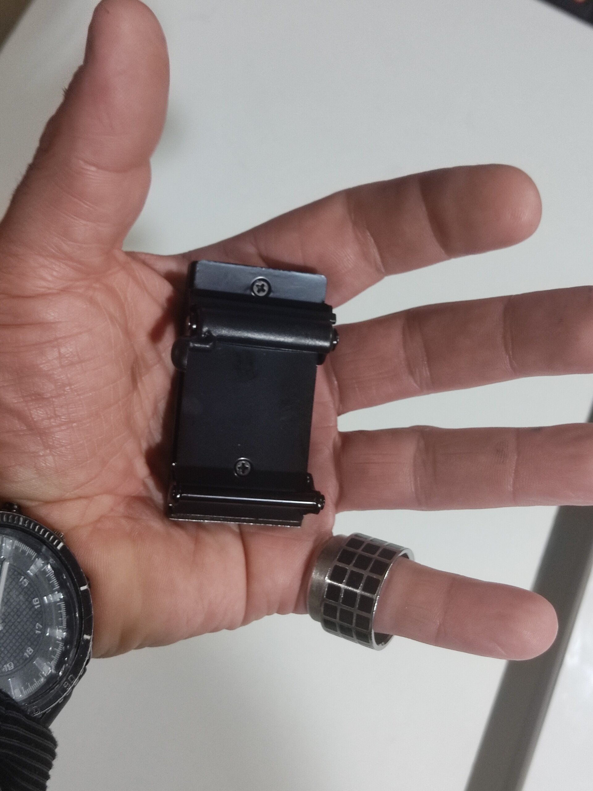 Hebilla de cinturón 003 negro triángulo plata - 2