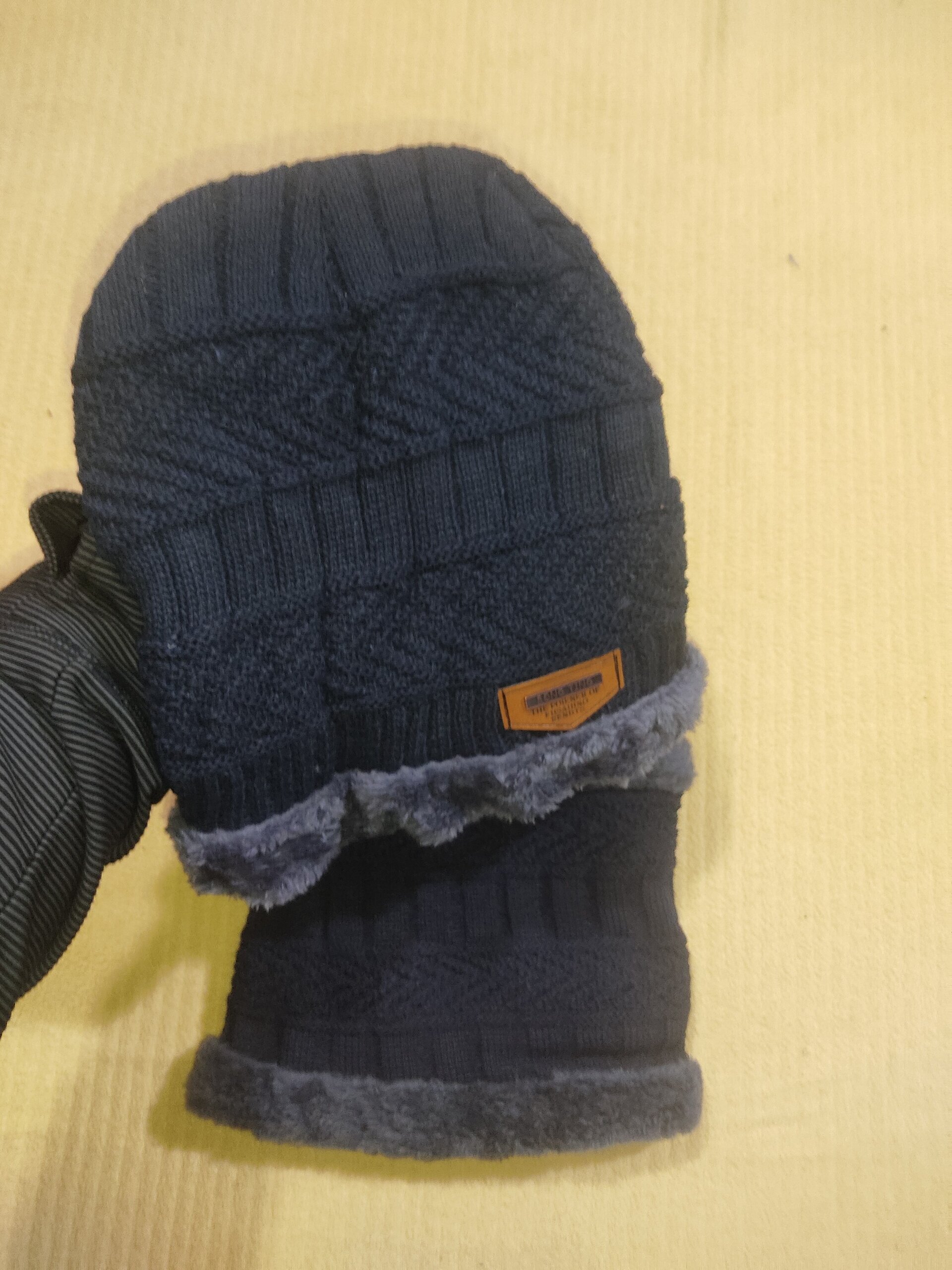 Gorro y bufanda 6 azul oscuro con gris - 3