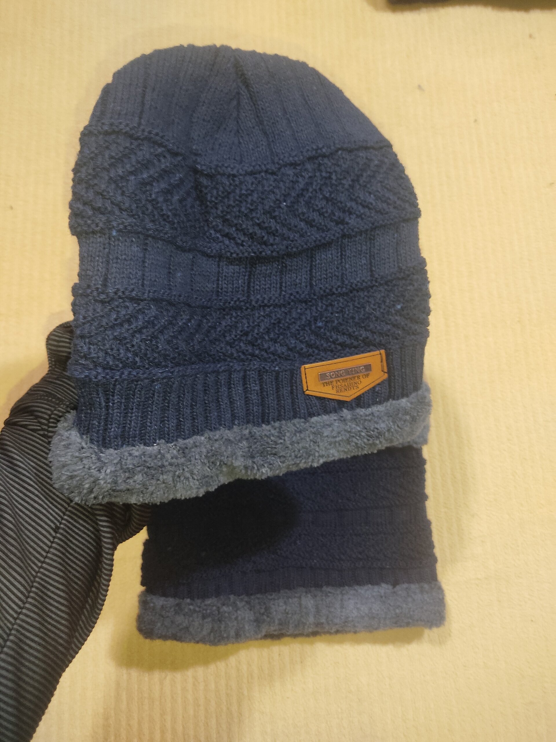 Gorro y bufanda 5 azul con gris - 3